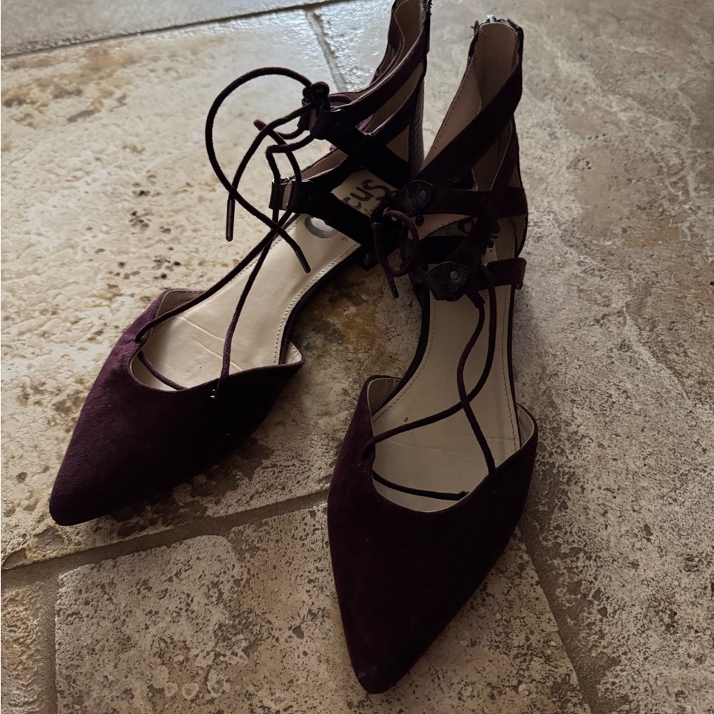 Elegant Burgundy Lace-Up Flats